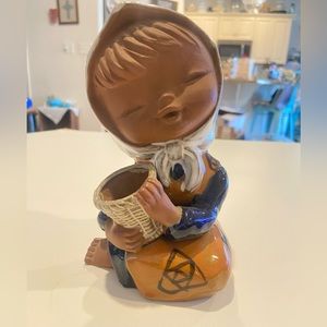 Vintage UCTCI Japan Clay Pottery Girl with Basket
